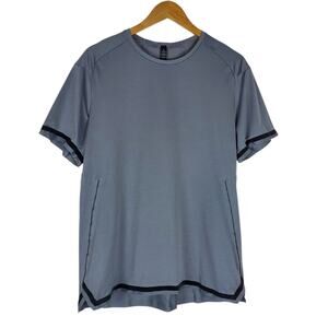 Lululemon Fast Free Bold Lines Short Sleeve Shirt Mens L Asphalt Gray Reflective